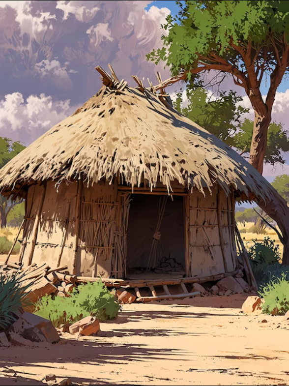 Mud Straw Wooden Hut